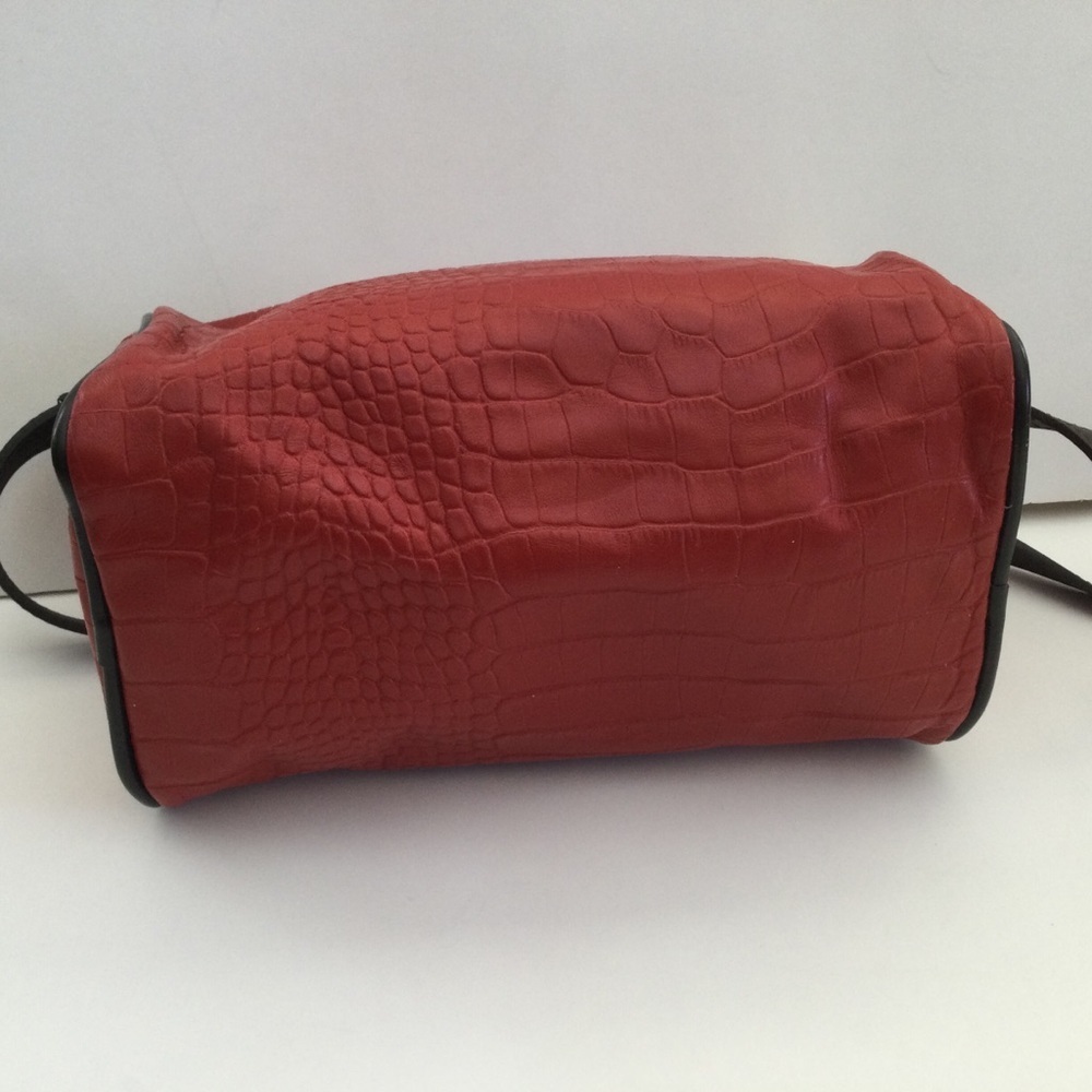 Valentina Genuine Leather Made In Italy Red Crossbody Handbag Beautiful - Picture 9 of 13
